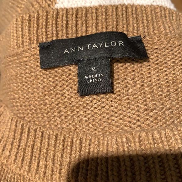 COPY - Ann Taylor diagonal stripe sweater in desert camel heather and white. Me… - Picture 6 of 6